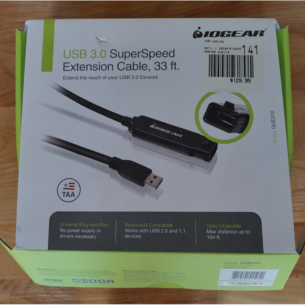 IOGear USB 3.0 SuperSpeed Extension Cable 33ft GUE310 BoostLinq
